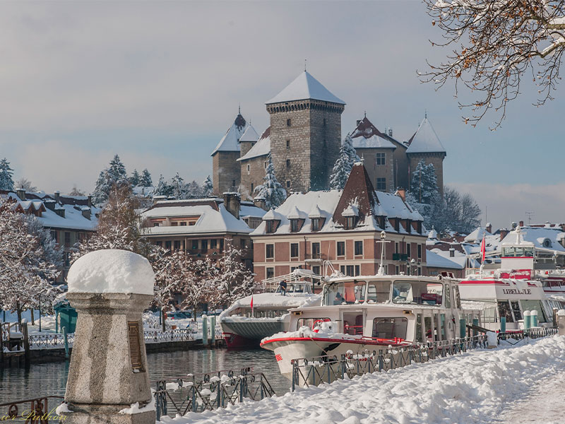 Annecy on a snowy day